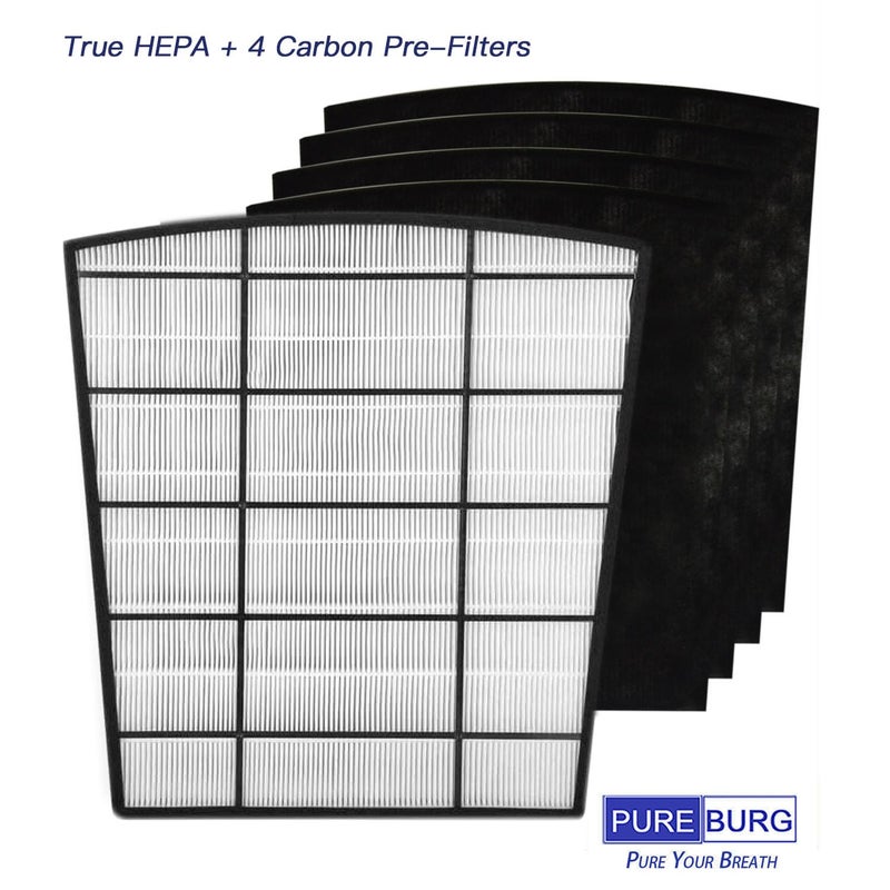 PUREBURG Replacement Filter Set Compatible with Hunter HP800 Air Purifier,H13 True HEPA + 4 x Activated Carbon Pre-Filter Air Clean Dust VOCs Odor - Image 2